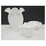 Hobnail Fenton 8" H Vase w/Creamers