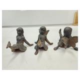 3 Cast Iron Fairy Girls 5 1/4"  (One Broken)