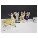 Angels, Glass Candle Holders m Pottery Planter