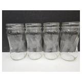 Set of 4 Swirl /  Twisted Glass Ball Jars