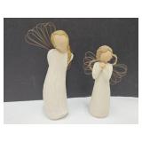 2 Willow Trees  WISHES & THANK YOU Angels 4.5-5.5"