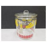 Vintage Cracker or Biscuit Jar w Tulips & Bunnies