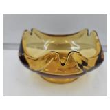 Vintage Amber Heavy Glass AshTray 6.5 " W