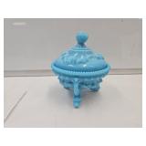 Beautiful Blue Milk Glass Candy Dish