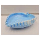 Blue Swirl 7 " L Hobnail Heart Dish