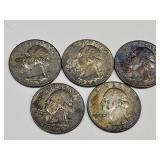 5 Silver Washington Quarter Coins