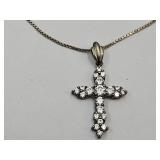 20" Sterling Silver Necklace & Cross