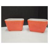 2 Pyrex Red Refridgerator  Dishes