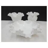 3 Ruffled Hobnail Fenton ? Dishes