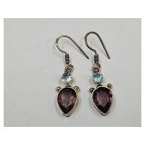 925 Sterling Silver Blue Topaz Dangle Earrings