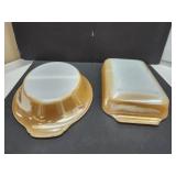 Peach Luster Fire King Divided Dish & Glass Pan