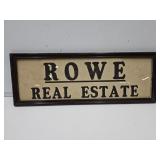 ROWE REAL ESTATE Advertising Framed Sign 23 x 8"