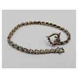 925  Sterling Silver Tennis Bracelet with Heart
