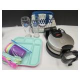 Toast Master Waffle Maker, Lunch Plates, Cooler +