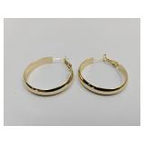Pair Gold Tone Safety Hoop Earrings
