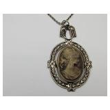 Cameo & Faux Pearl Necklace