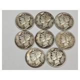 8 Mercury Silver Dime Coins 8 Mercury Silver Dime Coins