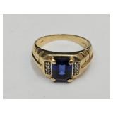 10k Gold & Diamond  W Sapphire 6 gr Ring sz 11.5 10k Gold & Diamond  W Sapphire 6 gr Ring sz 11.5