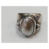 VTG 925 Silver Cabochon Abalone Ring sz 6 3/4 VTG 925 Silver Cabochon Abalone Ring sz 6 3/4