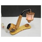 VTG Working Wood Carved Smoking Pipe Desk Lamp VTG Working Wood Carved Smoking Pipe Desk Lamp