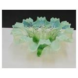 Vintage Opalescent Footed Glass Dish 9.5"w Vintage Opalescent Footed Glass Dish 9.5"w