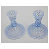 VTG Duncan Miller Blue Candle Holders See CHIP VTG Duncan Miller Blue Candle Holders See CHIP