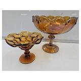 Fenton Thumbprint 4.5" & Indiana Amber Glass 7.5" Fenton Thumbprint 4.5" & Indiana Amber Glass 7.5"