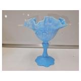 Vintage Blue Milk Glass Cabbage Candy Dish 6.5" Vintage Blue Milk Glass Cabbage Candy Dish 6.5"