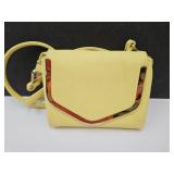 Cute Yellow Leather Purse w Shoulder Strap 7" Cute Yellow Leather Purse w Shoulder Strap 7"