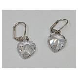 Sterling Silver & Crystal Heart Dangle Earrings Sterling Silver & Crystal Heart Dangle Earrings