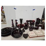 LG Lot  Ruby Red Cape Cod Dishes w Lots of Boxes LG Lot  Ruby Red Cape Cod Dishes w Lots of Boxes