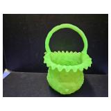 Uranium Poppy  Fenton Glass Basket 7.5" W Uranium Poppy  Fenton Glass Basket 7.5" W