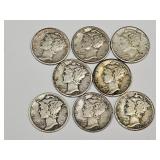 8 Mercury Silver Dime Coins 8 Mercury Silver Dime Coins