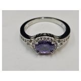 New 925 Silver Ring W Mauve & CZ Stones SZ 9 New 925 Silver Ring W Mauve & CZ Stones SZ 9