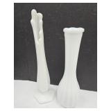 Swung Milk Glass Vase 10" high & 9" Vase Swung Milk Glass Vase 10" high & 9" Vase