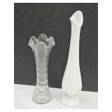 Swung Glass Vase 10.5" h & Clear Vase 7.5" h Swung Glass Vase 10.5" h & Clear Vase 7.5" h
