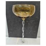 MCM Amber Empoli Brandy Glass Twisted Stem15 3/4" MCM Amber Empoli Brandy Glass Twisted Stem15 3/4"