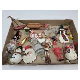 Lot of Christmas Ornaments Snowman & Santa, Sled, Lot of Christmas Ornaments Snowman & Santa, Sled,
