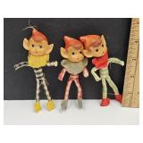 3 Vintage Christma Pixie Elves  4 1/2"