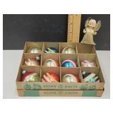 Vintage Shiny Brite Ornaments w Box & Angel