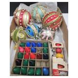 Vintage Christmas Beaded Ornaments, Bulbs & Glass