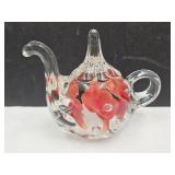 St Clair Glass  Paperwight Teapot Ring Holder