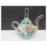 St Clair Glass  Paperwight Teapot Ring Holder