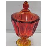 Large  Ruby Red Amberina L.E. Smith Candy Dish