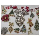 Lot  Vintage Christmas Costume Jewelry Brooches+