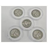5 Hobo Nickel  Coins ( Newer Machine Made)
