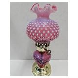 Fenton Glass Cranberry Opalescent Lamp 14.5"h
