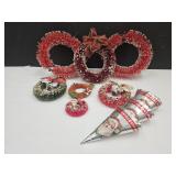 Bottle Brush Wreaths 3.5 - 9"w  Foil Santa