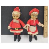 VTG 5"  Ornaments Santa & Mrs Claus wFelt Clothes