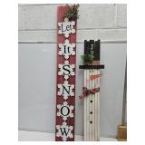 Christmas LET IT SNOW 45" & SNOWMAN Sign 34"